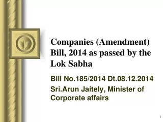 Companies (Amendment) Bill, 2014 as passed by the Lok Sabha