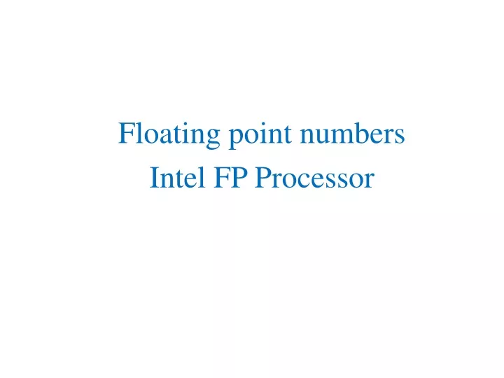 floating point numbers intel fp processor