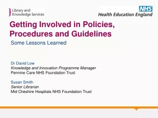 Getting Involved in Policies,  Procedures and Guidelines