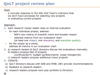 QoLT project review plan