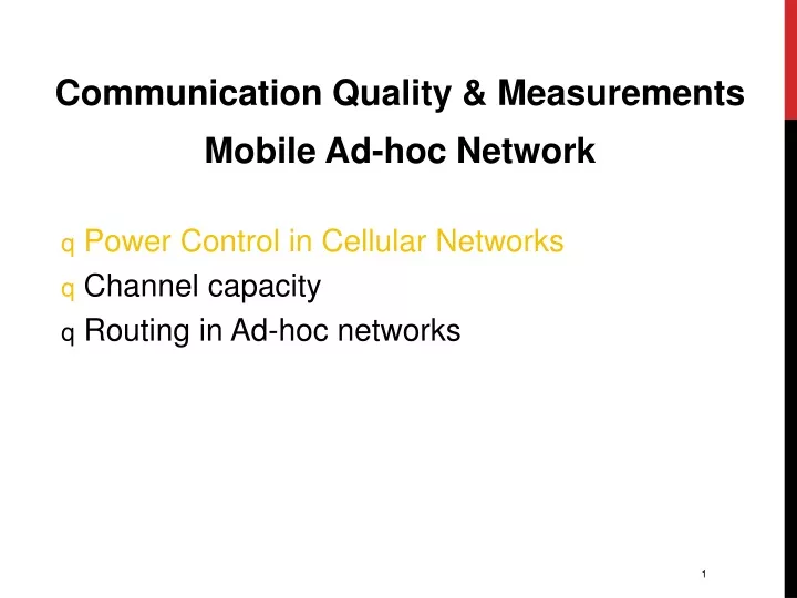 communication quality measurements mobile