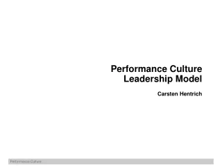 Performance Culture Leadership Model