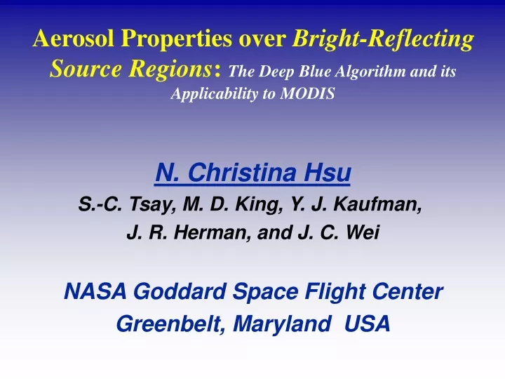 aerosol properties over bright reflecting source