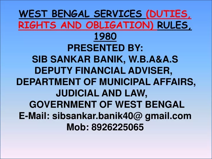 west bengal services duties rights and obligation