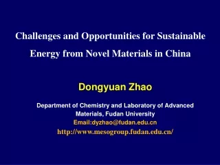 Challenges and Opportunities for Sustainable Energy from Novel Materials in China