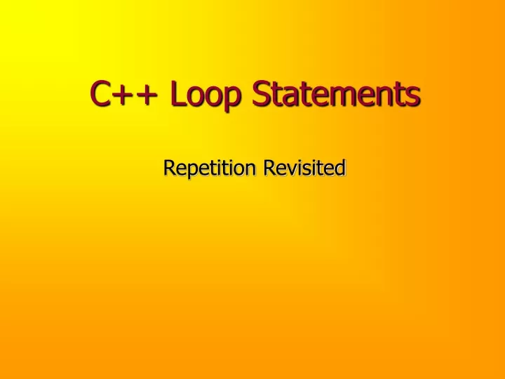 c loop statements