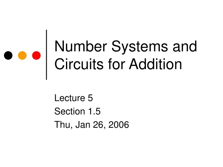 number systems and circuits for addition