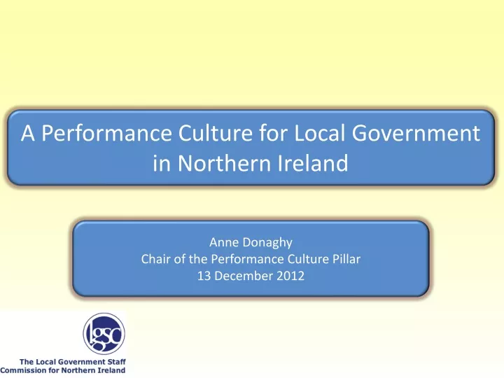 a performance culture for local government