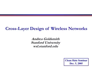 Cross-Layer Design of Wireless Networks