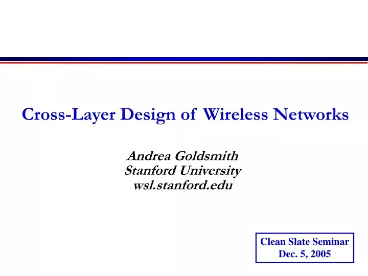 cross layer design of wireless networks