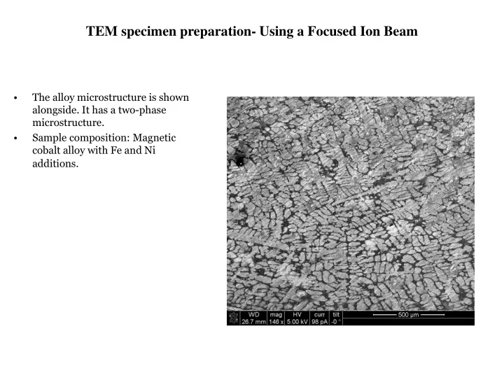 tem specimen preparation using a focused ion beam