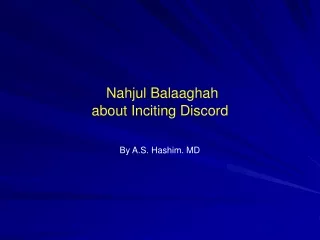 Nahjul Balaaghah about Inciting Discord