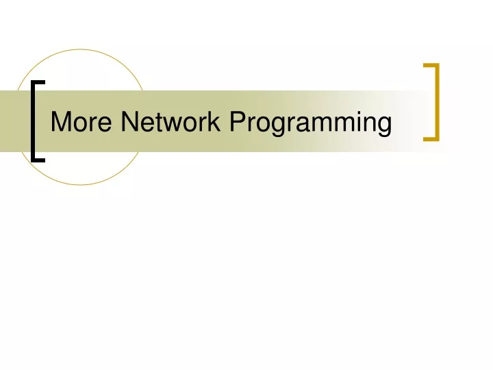 more network programming