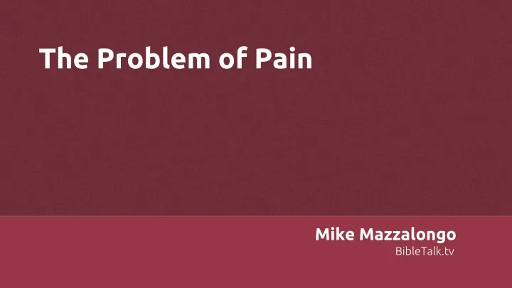 the problem of pain