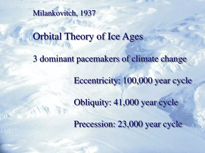 milankovitch 1937 orbital theory of ice ages