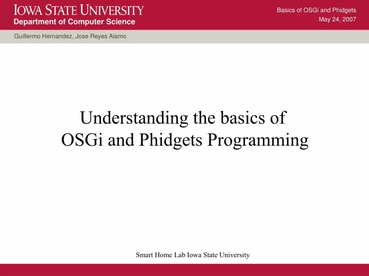 basics of osgi and phidgets may 24 2007