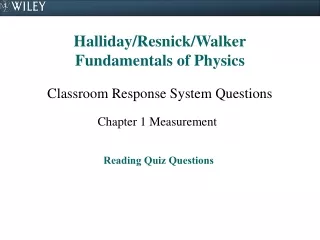 Halliday/Resnick/Walker Fundamentals of Physics