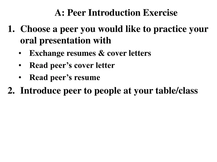 a peer introduction exercise