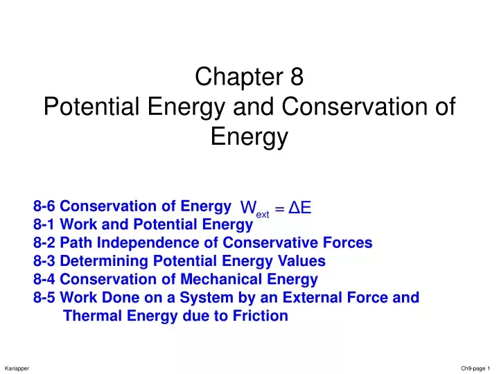 chapter 8 potential energy and conservation