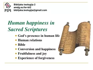 Human happiness in  Sacred Scriptures