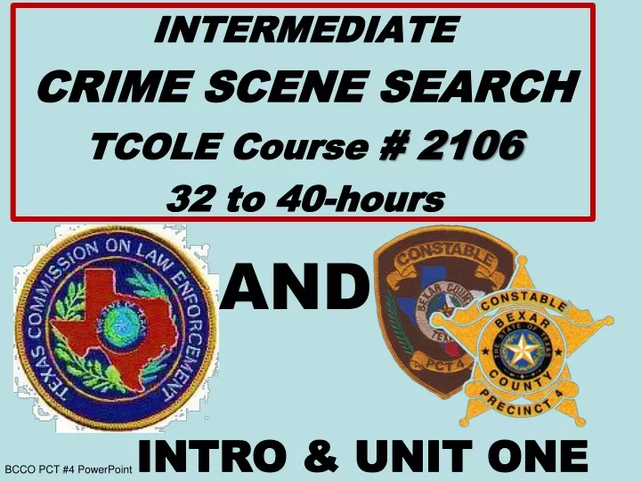 intermediate crime scene search tcole course 2106