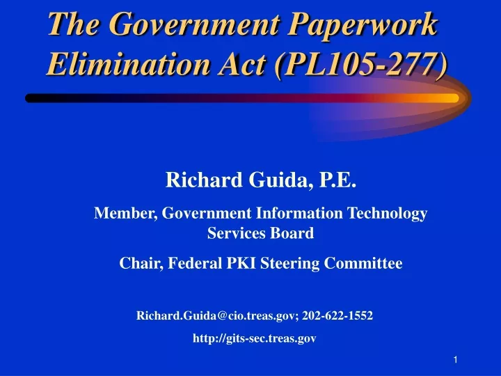 the government paperwork elimination act pl105 277