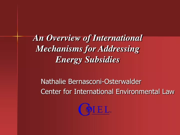 an overview of international mechanisms for addressing energy subsidies