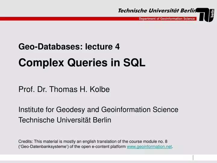 geo databases lecture 4 complex queries in sql