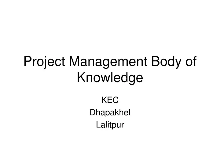 project management body of knowledge