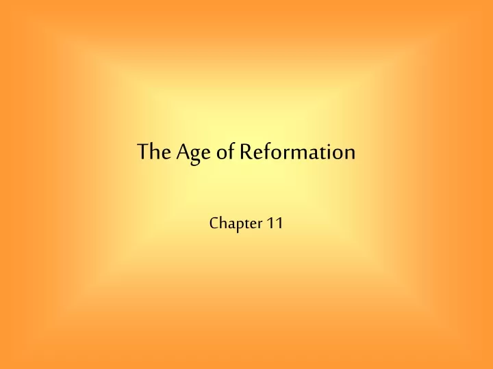 the age of reformation