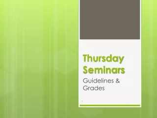 Thursday Seminars