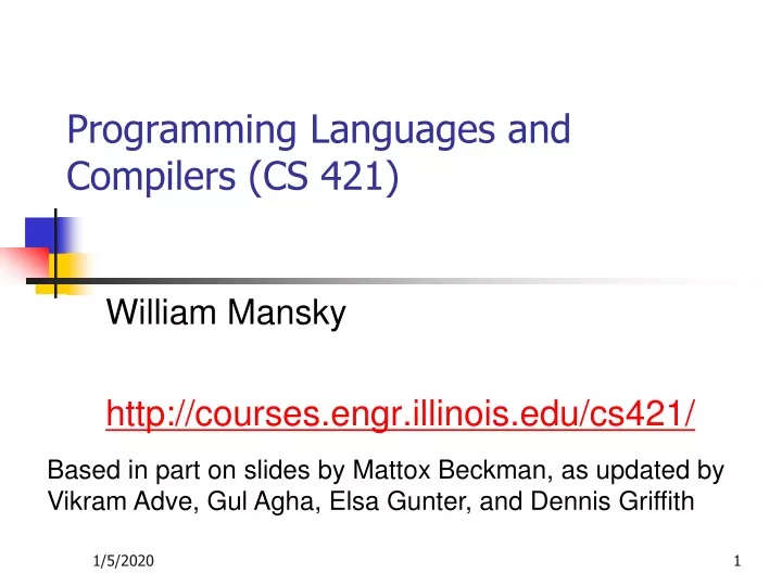 programming languages and compilers cs 421