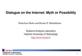 Dialogue on the Internet: Myth or Possibility