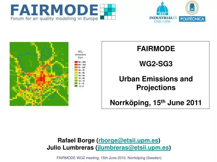 fairmode wg2 sg3 urban emissions and projections