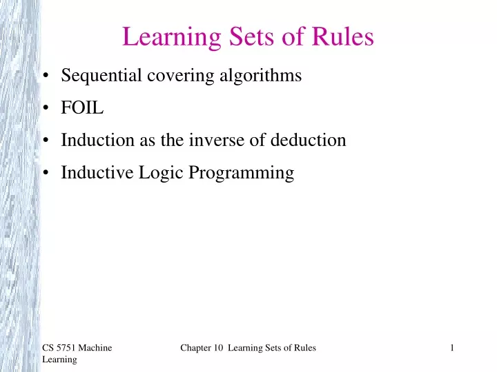 learning sets of rules