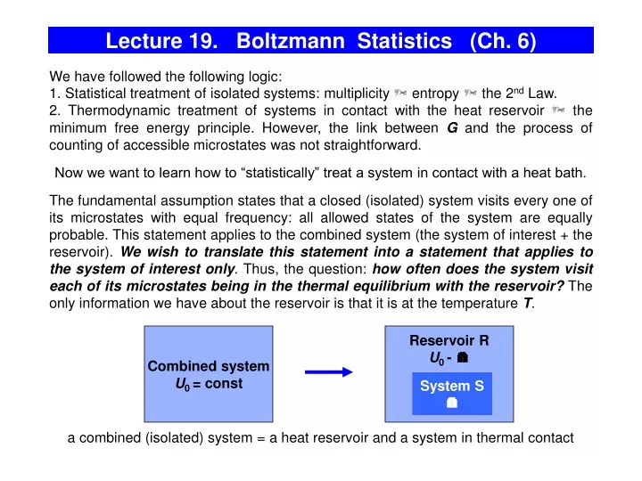 lecture 19 boltzmann statistics ch 6