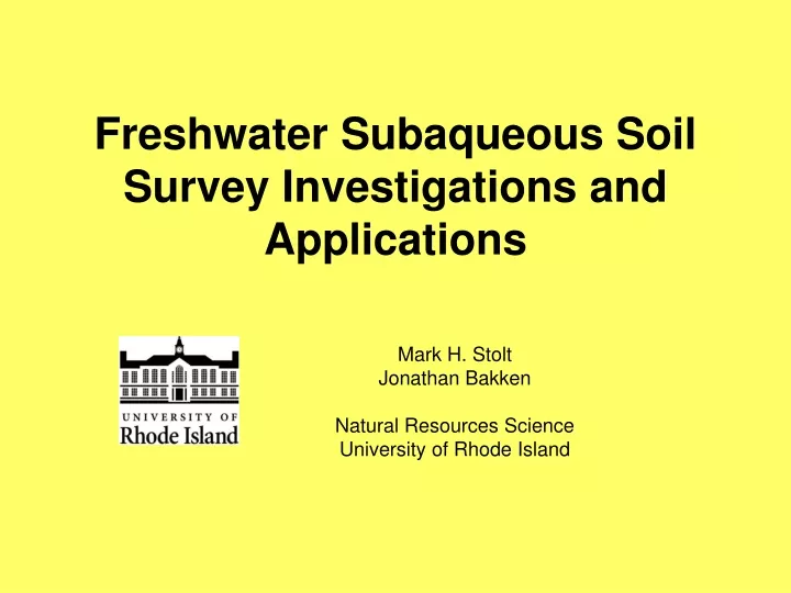 freshwater subaqueous soil survey investigations and applications