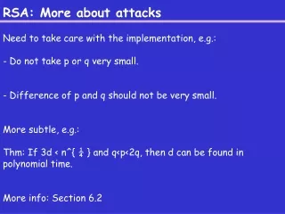 RSA: More about attacks