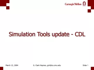 Simulation Tools update - CDL