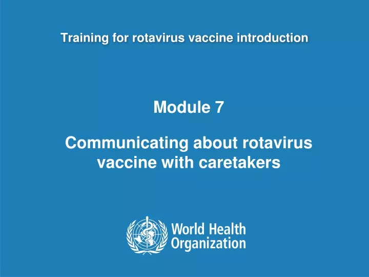 training for rotavirus vaccine introduction