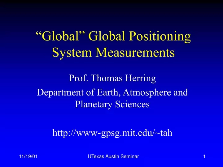 global global positioning system measurements
