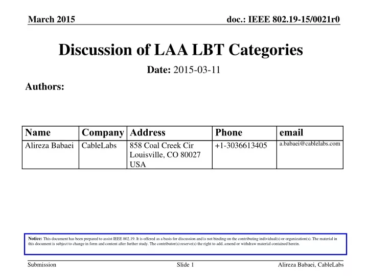 discussion of laa lbt categories