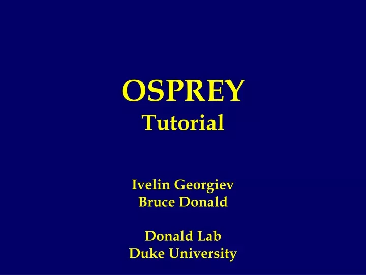 osprey tutorial