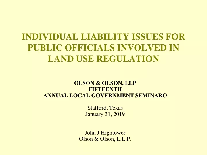 individual liability issues for public officials involved in land use regulation