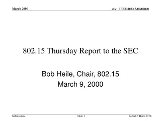 802.15 Thursday Report to the SEC