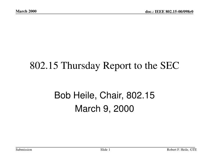 802 15 thursday report to the sec