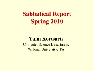 Sabbatical Report Spring 2010