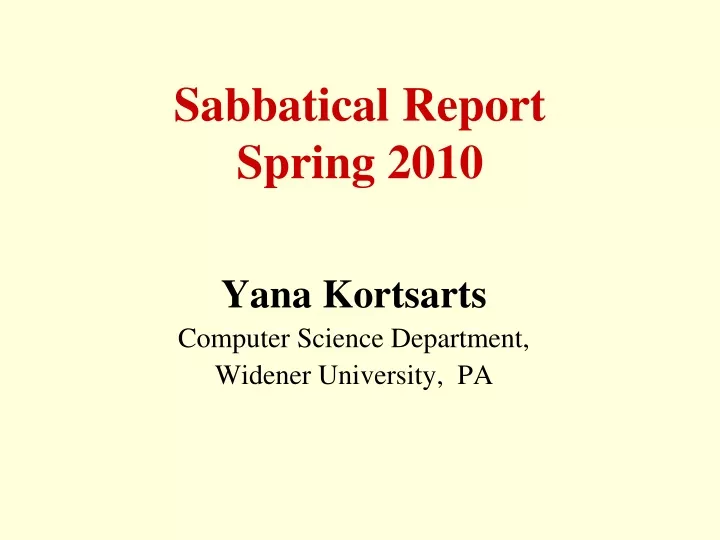 sabbatical report spring 2010