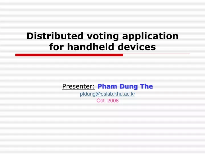 distributed voting application for handheld devices
