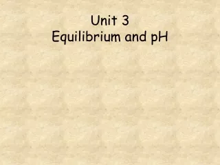 Unit 3  Equilibrium and pH